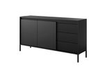 Sideboard Sensato 154/81/40 Cm Mit 3 Schubladen Und 2 TüRen Schwarz