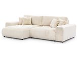 Ecksofa Mollis Hellbeige PlüSchcord - Ottomane Links