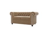 CHESTERFIELD-SOFA 2-Sitzer Nyx Beige Samt