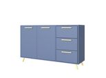 Kommode Elise 140/86/41Cm Mit 3 Schubladen 2 TüRen Blau