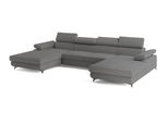 Wohnlandschaft Detti Grau Boucle-Stoff Mit Schlaffunktion