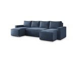 Wohnlandschaft Aspra Lm Blau Chenille Mit Schlaffunktion