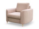 Sessel Vela, Modern Polstersessel Loungesessel, Velours-Stoff Beige