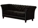 CHESTERFIELD-SOFA 3-Sitzer Fusion Schwarz Samt