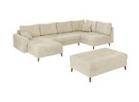 Wohnlandschaft Inkl. Hocker Sigurd Beige Chenille
