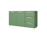 Kommode Elise 140/86/41Cm Mit 3 Schubladen 2 TüRen GrüN