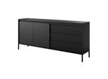Sideboard Sensato 187/81/40 Cm Mit 3 Schubladen Und 2 TüRen Schwarz