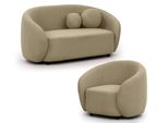 Sitzgarnitur 2+1 Roundi Beige Bouclé