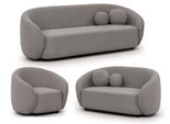 Sitzgarnitur 3+2+1 Roundi Grau Bouclé
