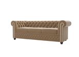 CHESTERFIELD-SOFA 3-Sitzer Nyx Beige Samt