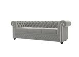 CHESTERFIELD-SOFA 3-Sitzer Mit Schlaffunktion Nyx Grau Samt