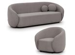 Sitzgarnitur 3+1 Roundi Grau Bouclé
