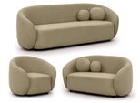 Sitzgarnitur 3+2+1 Roundi Beige Bouclé