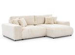 Ecksofa Mollis Hellbeige PlüSchcord - Ottomane Rechts