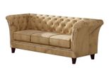 CHESTERFIELD-SOFA 3-Sitzer Fusion Beige Samt