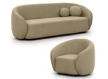 Sitzgarnitur 3+1 Roundi Beige Bouclé