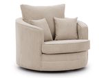 Drehsessel Ted Aus Beige Cord-Stoff