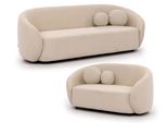 Sitzgarnitur 3+2 Roundi Cremeweiß Bouclé