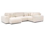 Wohnlandschaft Mollis Hellbeige PlüSchcord Im Xxl-Format - Ottomane Links