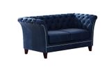 CHESTERFIELD-SOFA 2-Sitzer Fusion Blau Samt