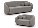 Sitzgarnitur 3+2 Roundi Grau Bouclé