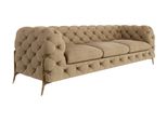 CHESTERFIELD-SOFA 3-Sitzer Lexi Beige Samt