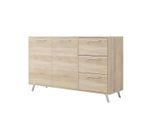 Kommode Elise 140/86/41Cm Mit 3 Schubladen 2 TüRen Sonoma Eiche