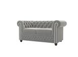 CHESTERFIELD-SOFA 2-Sitzer Mit Schlaffunktion Nyx Grau Samt