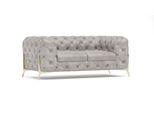 CHESTERFIELD-SOFA 2-Sitzer Vertex Grau Samt