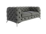 CHESTERFIELD-SOFA 2-Sitzer Laura Grau Samt