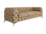 CHESTERFIELD-SOFA 3-Sitzer Laura Beige Samt