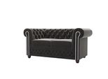 CHESTERFIELD-SOFA 2-Sitzer Nyx Schwarz Samt