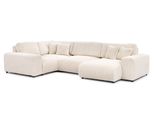 Wohnlandschaft Mollis Hellbeige PlüSchcord Im Xxl-Format - Ottomane Rechts