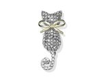 Brosche Firetti "Schmuck Geschenk Kupfer Ansteckschmuck Katze", Silber (Silberfarben, Gelbgoldfarben, Kristallweiß, Kristallweiß), Broschen, Damen, Kupfer, Brosche