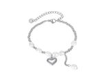 Edelstahlarmband Firetti "Schmuck Geschenk Herz & Perlen", Silber (Edelstahlfarben, Weiß), ArmbäNder, Damen, 21Cm, Edelstahl Perlen, Edelstahl, Perlen, Edelstahlarmband, Mit SüßWasserzuchtperle