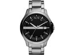 Quarzuhr Armani Exchange, Silber (Silberfarben, Schwarz), Armbanduhren, Herren, Quarzuhr, Armbanduhr, Herrenuhr, Datum, Analog, Edelstahlarmband