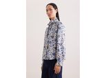 Klassische Bluse Seidensticker, Damen, Gr. Xs (34), Ecru, 100% Baumwolle, Gemustert, Regular Fit, Blusen Bluse, 1/1 Stehkragen Druck