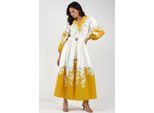 Blumen-Maxi-Kleid Mit V-Ausschnitt Und Knopfdetails