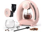 Einmal-Kaffeemaschine mit Filter für gemahlenen Kaffee, Americano Mini-Kaffeemaschine für eine Tasse, One-Touch-Bedienung, 4-8 oz Brühgrößen (Rosa)