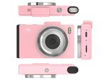 Retro Digitalkamera - Kinderkamera - 48 MP - 7,1 cm HD-Display - Autofokus - 16x Digitalzoom - Selfie-Kamera - 64GB Speicherkarte - Rosa