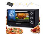 OptimumX Minibackofen 60 Liter XXL mit Umluft, 2200W, Drehspieß, Anthrazit