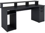 Gamingtisch ByLiving "Fantastic", Grau (Anthrazit, Anthrazit, Anthrazit), B:180Cm H:93Cm T:65Cm, Tische, Computertisch, Mit Aufsatz, Breite 180 Cm