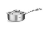 Kasserolle Fissler "M5 Pro-Ply Stielkasserolle Mit Metalldeckel", Silberfarben, B:18,5Cm H:9Cm L:37Cm Ø:16Cm, TöPfe, Kasserolle, Kompakte Stielkasserolle Mit Pro-Ply™ Technologie Und Metalldeckel