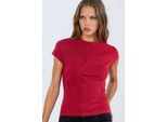 Besticktes Herzdruck Rundhals-T-Shirt