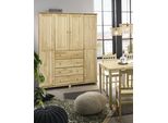 Kleiderschrank MÖBilia, Beige (Natur), B:156Cm H:177Cm T:52Cm, Massivholz, SchräNke, Kleiderschrank, Gefertigt Aus Massivem Kiefernholz