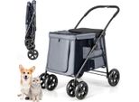Hundewagen Hundebuggy klappbar bis 40 kg Hundetrolley mit Kissen 106 x 63 x 103 cm Grau