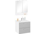 BadmöBel-Set Welltime "Ribera", Grau (Weiß, Hellgrau), Holzwerkstoff, Mdf, Melamin, KastenmöBel-Sets, BadmöBel-Set, Spiegelschrank Breite 60 Cm, Waschtisch