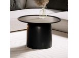 Couchtisch FineBuy Sofatisch Massivholz Schwarz 60X60X40 Cm Wohnzimmertisch Rund