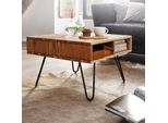 Finebuy Couchtisch Quadratisch 60Cm Akazie Massivholz Wohnzimmertisch Mit Ablage