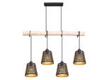 Globo Lighting HäNgeleuchte "Ablona", Schwarz, 1 Stk., Leuchten, HäNgelampe/Pendelleuchte/Holz/Goldfarben/HöHe KüRzbar, HäNgeleuchte